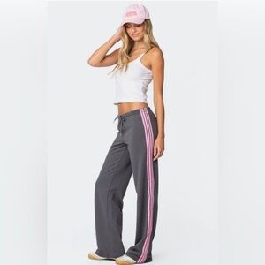 Edited Averie Contrast Pink Striped Women's Grey Sweatpants Size Small